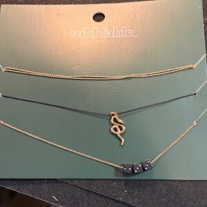 Wild Fable Gold and Black Layered Necklace Trio